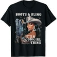 thumbnail image 1 of Boots and Bling Cowgirl Melanin Western Aesthetic T-Shirt tee, 1 of 4