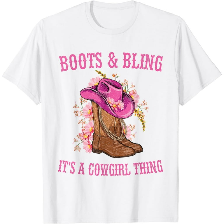 Boots & Bling Country Thing Cowgirl Distressed T-Shirt Boots & Bling Country Thing Cowgirl Distressed T-Shirt
