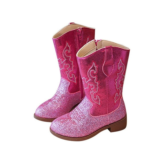 Boots for Girls Cowboy Boots Pointed Toe Side Zipper Classic Embroidery Boots for Big Kids Outfit Footwear Casual Versatile Daily Wear