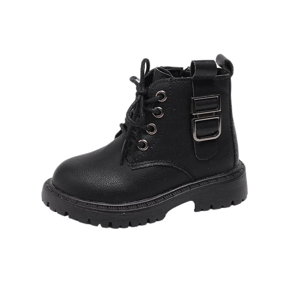 Boots for Girls Kids Ankle Boots Short Boots Toddler Girls Low Chunky Heel Side Dress Boots, Black