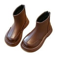 thumbnail image 1 of Boots for Girls Kids Ankle Boots Short Boots Toddlers Dress Boots Low Chunky Heel Side Zipper, Brown, 1 of 8