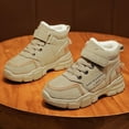 thumbnail image 1 of Boots for Kids Winter Fluffy Lined Snow Boot Ankle High Combat Boots Winter Warm Lined Sneaker (Beige 4.5-5 Years), 1 of 3