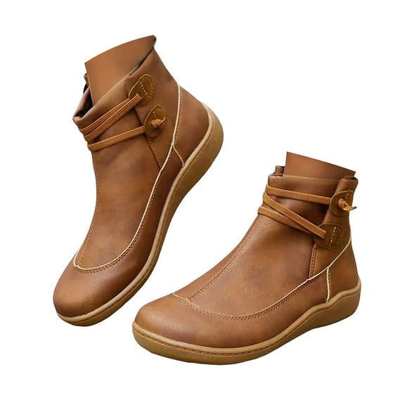 Boots for Women Arch Support Slip on Ankle Booties Non Heel Walking Flats Shoes Winter Work Sneakers