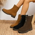 thumbnail image 1 of Boots for Women Casual Winter Solid Color Versatile Round Toe Cozy Lining Thick Bottom Chunky Heel Mid-Calf Boots with Front Zipper, 1 of 10