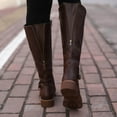 thumbnail image 1 of Boots for Women Clearance,Womens Retro Shoes Casual Thick Low-Heeled Plus Size Mid Calf Zipper Boots, 1 of 5