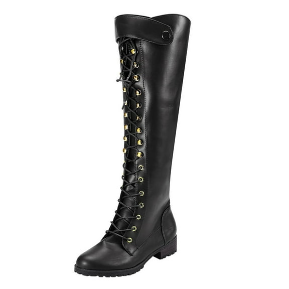 Boots for Women,European Style Fall Winter Women Lace Up Over Knee High Boots Large Size Foreign Trade Fashion Footwear,Knee High Boots Women,Black9