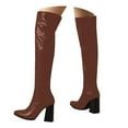 thumbnail image 1 of Boots for Women Knee High Fashion Casual Leather Pointed Toe Chunky Heel over The Knee Tall Boots Winter Fall Long Dress Knee-High Boots Brown, 1 of 6
