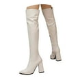 thumbnail image 1 of Boots for Women Knee High Fashion Casual Leather Pointed Toe Chunky Heel over The Knee Tall Boots Winter Fall Long Dress Knee-High Boots, 1 of 6