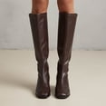 thumbnail image 1 of Boots for Women Knee High Winter Women Chunky Heel Versatile Thick-Soled Square Toe Warm Long Boots for Casual Outdoor Party Daily Wear, 1 of 9