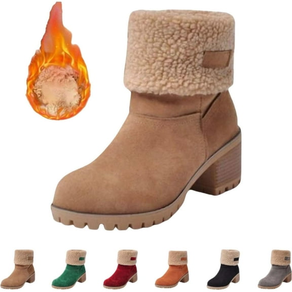 Boots for Women Lined Womens Boots Chunky Heels Snow Boots Fashion Ankle Boots Casual Booties Warm Chelsea Boots