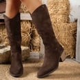 thumbnail image 1 of Boots for Women Mid‑Calf Chunky Block Heel Riding Boots Stretchy Knit Comfort for Fall Winter Casual Wear, 1 of 7