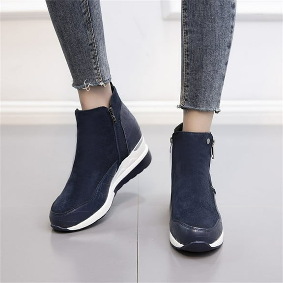 Boots for Women or Juebong New High-top Shoes Suede Platform Wedge Heel Side Zipper And Cotton Ankle Boots