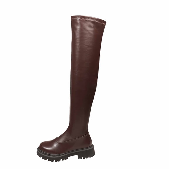 Boots for Women,Slim Fit Knee High Boots With Side Zipper Platform Sole For Comfort And Style Fashion Footwear Design,Knee High Boots Women,Brown,9