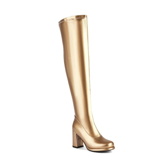 Boots for Women,Stretch Over The Knee High Boots with Block Heel for Elegant Style and Comfortable All Day Wear,Knee High Boots Women,Gold,6