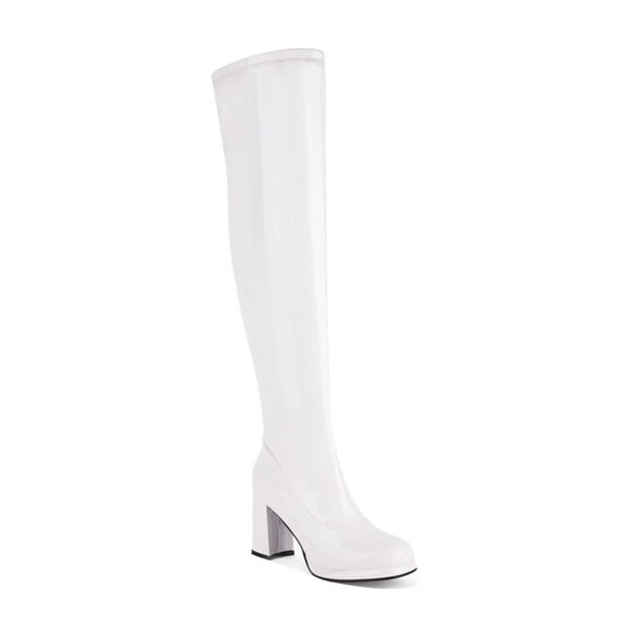 Boots for Women,Stretch Over The Knee High Boots with Block Heel for Elegant Style and Comfortable All Day Wear,Knee High Boots Women,White,8