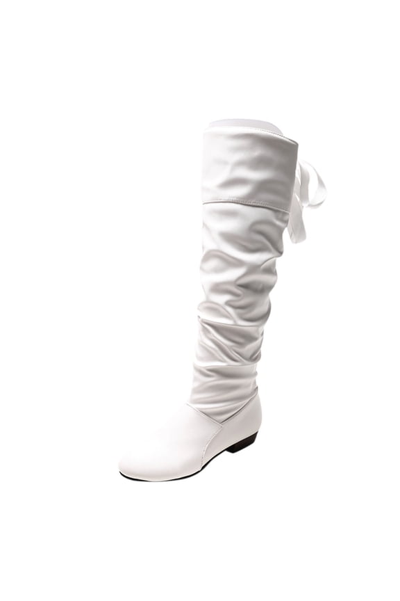 Boots for Women,Stylish Women Mid Calf Boots with Rear Bow and Heel Design for Everyday Comfortable Wear,Knee High Boots Women,White8