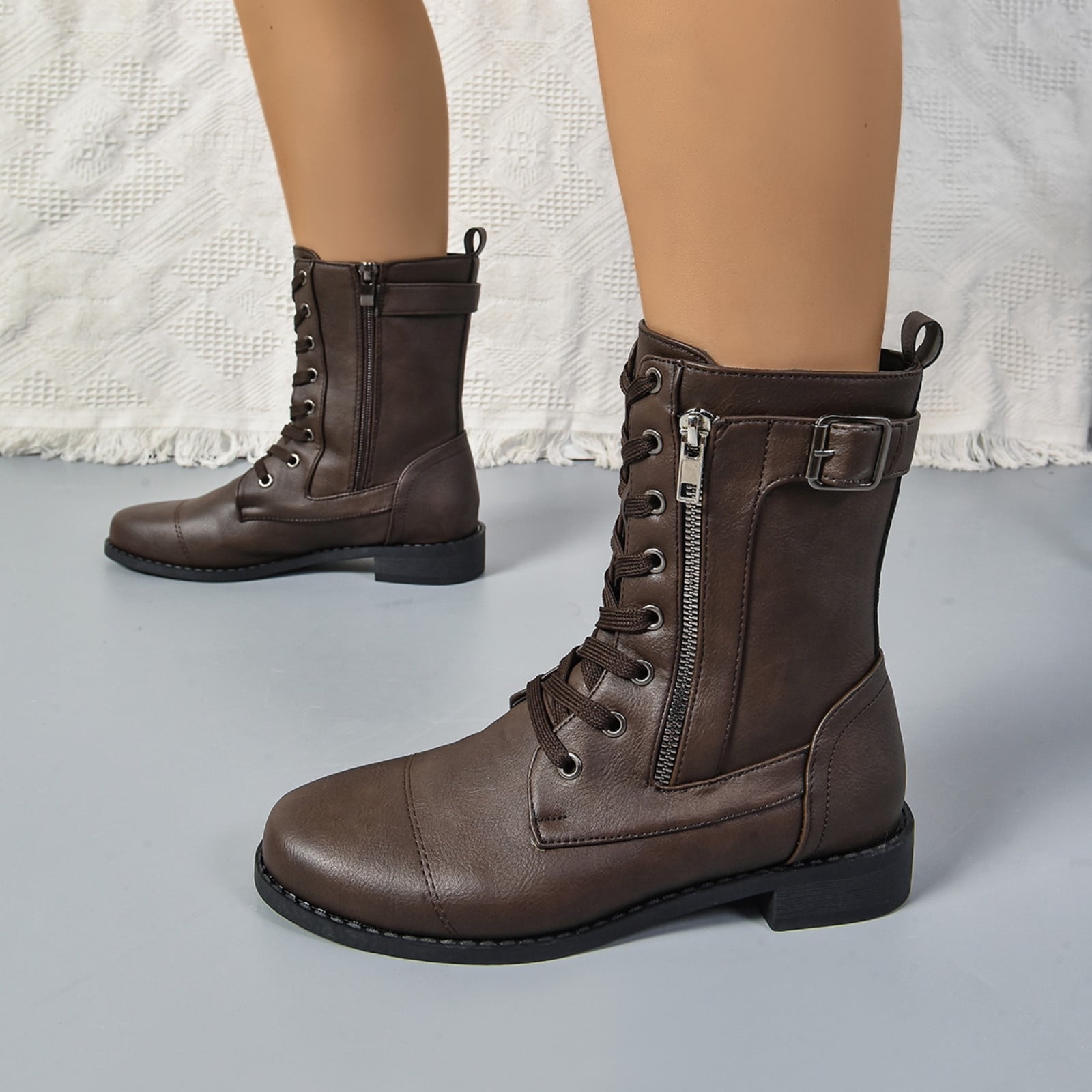 Rvidbe Women's Fall Ankle Booties - V-Cut Casual Boots With Side Zip & Cone Heel