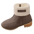 thumbnail image 1 of Boots for Women Thigh High Boots Women's Mid Calf Boots Winter Warm Suede Retro Heel Side Zipper Booties For Casual Outfit Comfortable Ankle Boots, 1 of 7