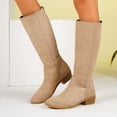 thumbnail image 1 of Boots for Women Winter Comfortable Versatile Round Toe Low Chunky Heel Knee High Boots Women Casual Cozy Fashion Short Boots for Party Daily Wear, 1 of 9