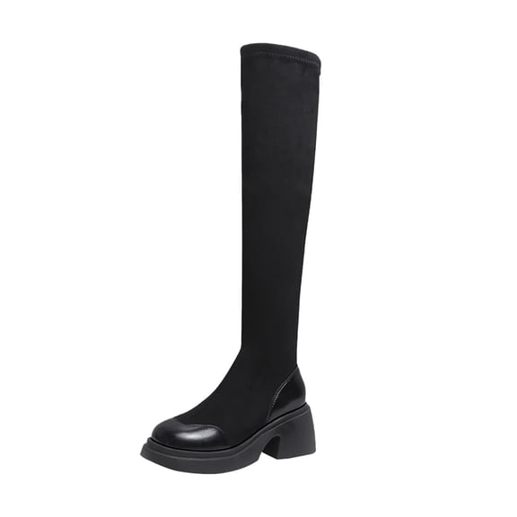 Boots for Women,Winter Fashion Stretch Fabric Knee High Boots Cozy Comfortable and Elegant Design for Cold Weather,Knee High Boots Women,Black7
