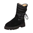 thumbnail image 1 of Boots for Women,Winter Lined Mid Calf Boots Cozy Comfort Casual On Outdoor Cold Weather Footwear,Knee High Boots Women,Black,8, 1 of 9