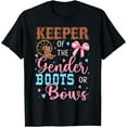 thumbnail image 1 of Boots or Bows Funny Keeper of Gender Baby Reveal Party T-ShirtMen and women, Black T-shirt, size: Extra large S-4XL, 1 of 4