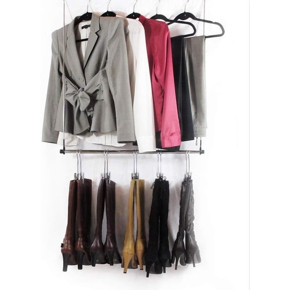 Boottique Boot Organizer: Hanging Boot Rack Doubles Closet Rod Space and Stores Boots- Fits in Most Closets- Hangs, Holds, Shapes, & Protects Every Size and Style of Boots (with 6 Boot Hangers)
