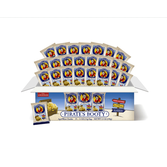 Booty Aged White Cheddar Cheese Puffs, Gluten-Free, Kids Snacks, 0.5oz (24ct)