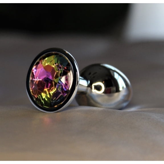 Booty Bling Small Over the  Rainbow Stainless Steel Jeweled Anal Plug Super Hot