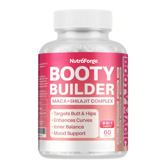 Booty Builder Supplement for Women Maca & Shilajit Complex with Sea Moss, Ashwagandha, Tongkat Ali & L-Arginine Herbal Blend for Curves, Glute Support, Inner Balance & Mood Support 60 Capsules