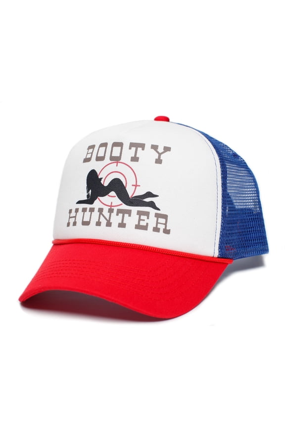 Booty Hunter Unisex-Adult Curved Bill One-Size Truckers Hat (Royal/White/Red)