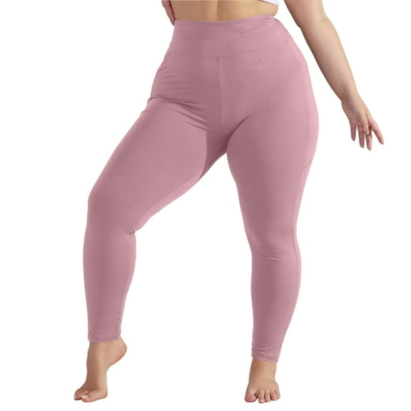 Booty Lifting Leggings for Women Plus Size Butt Lifting Compression Stretchy 7/8 Length Yoga Pants Tummy Control Mid Rise Running Leggings with Pockets Pink 5XL