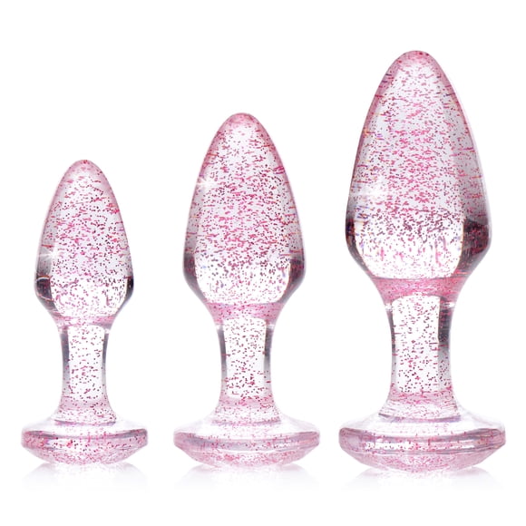 Adam & Eve Pink Gem Glass Plug Set