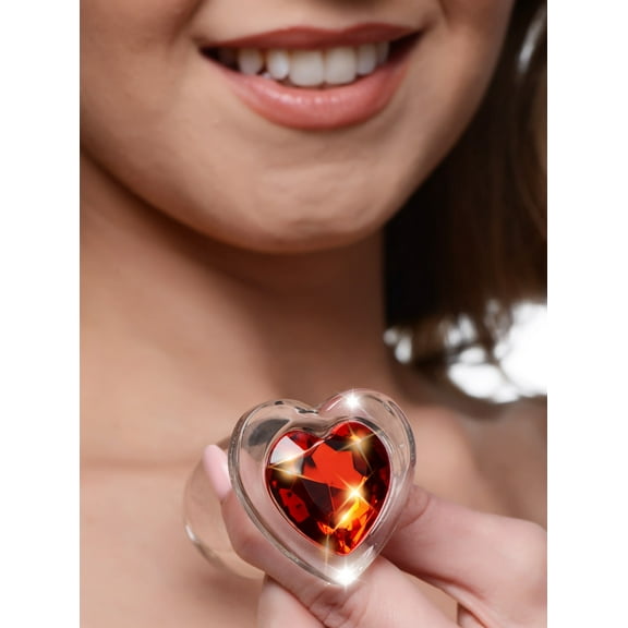 Booty Sparks Red Heart Gem Glass Anal Plug - Small