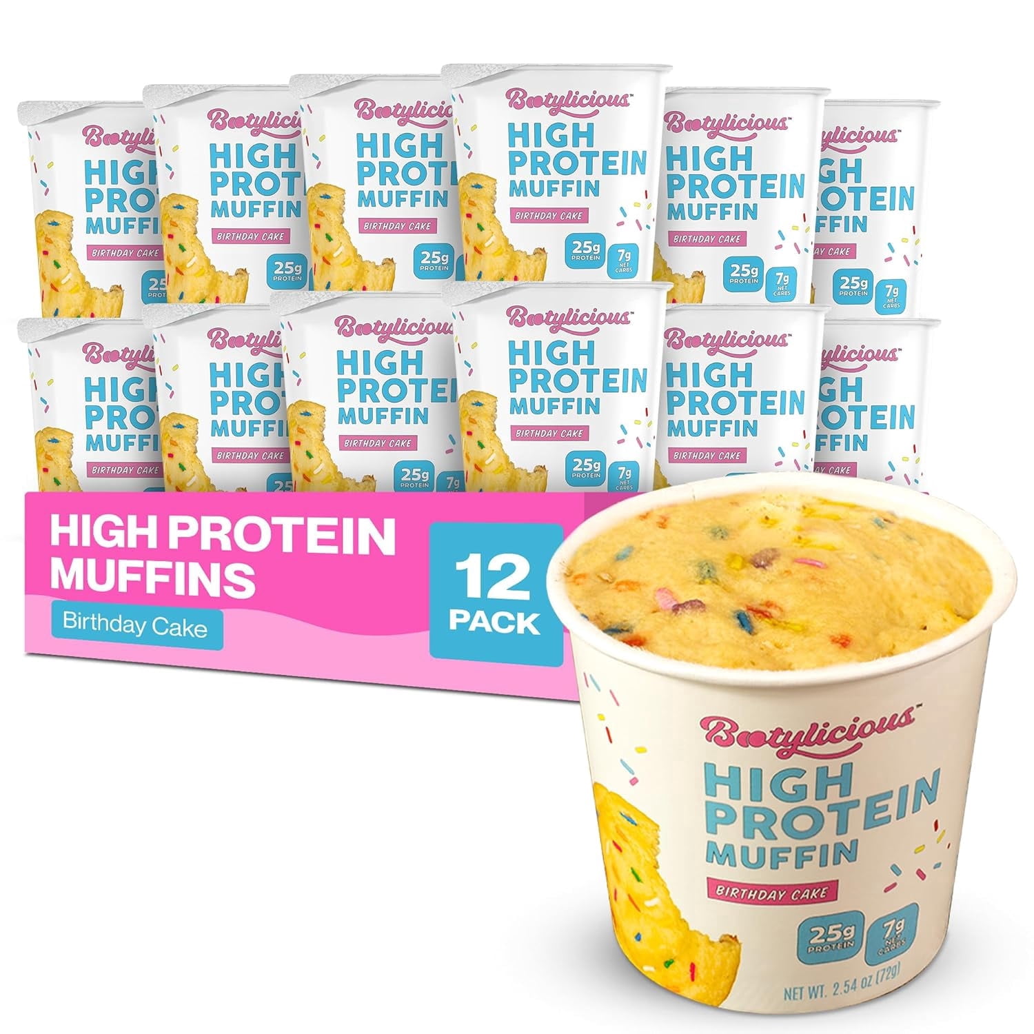 Bootylicious High Protein Muffins | Birthday Cake | 12-Pack