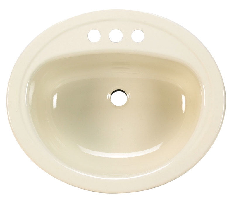 Bootz Azalea Enameled Steel Bathroom Sink 20 in. W X 6.5 in. D Bone ...