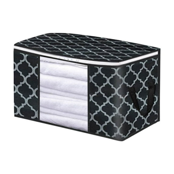 Boovnll 100L Clothes Storage, Large Capacity Foldable Thicken Storage Bags with Reinforced Handles & Zippers & Clear Window for Comforters, Blanket, Pillows, Storage and Organization