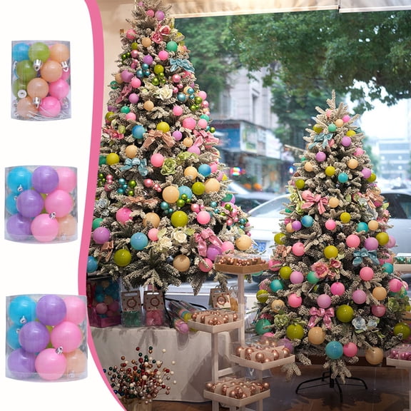 Boovnll 15Pcs Macaron Christmas Ball Ornaments, 2.8" Shatterproof Hanging Pendants Christmas Balls for Holiday Xmas Tree, Wedding, Party Decor Gifts, Christmas Tree Decorations