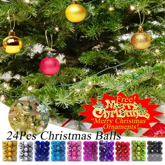 Boovnll 24Pcs Christmas Ball Ornaments, Shatterproof Electroplate Plastic Christmas Balls for Xmas Tree Wedding Holiday Party Decor Christmas Ornaments, Christmas Decorations