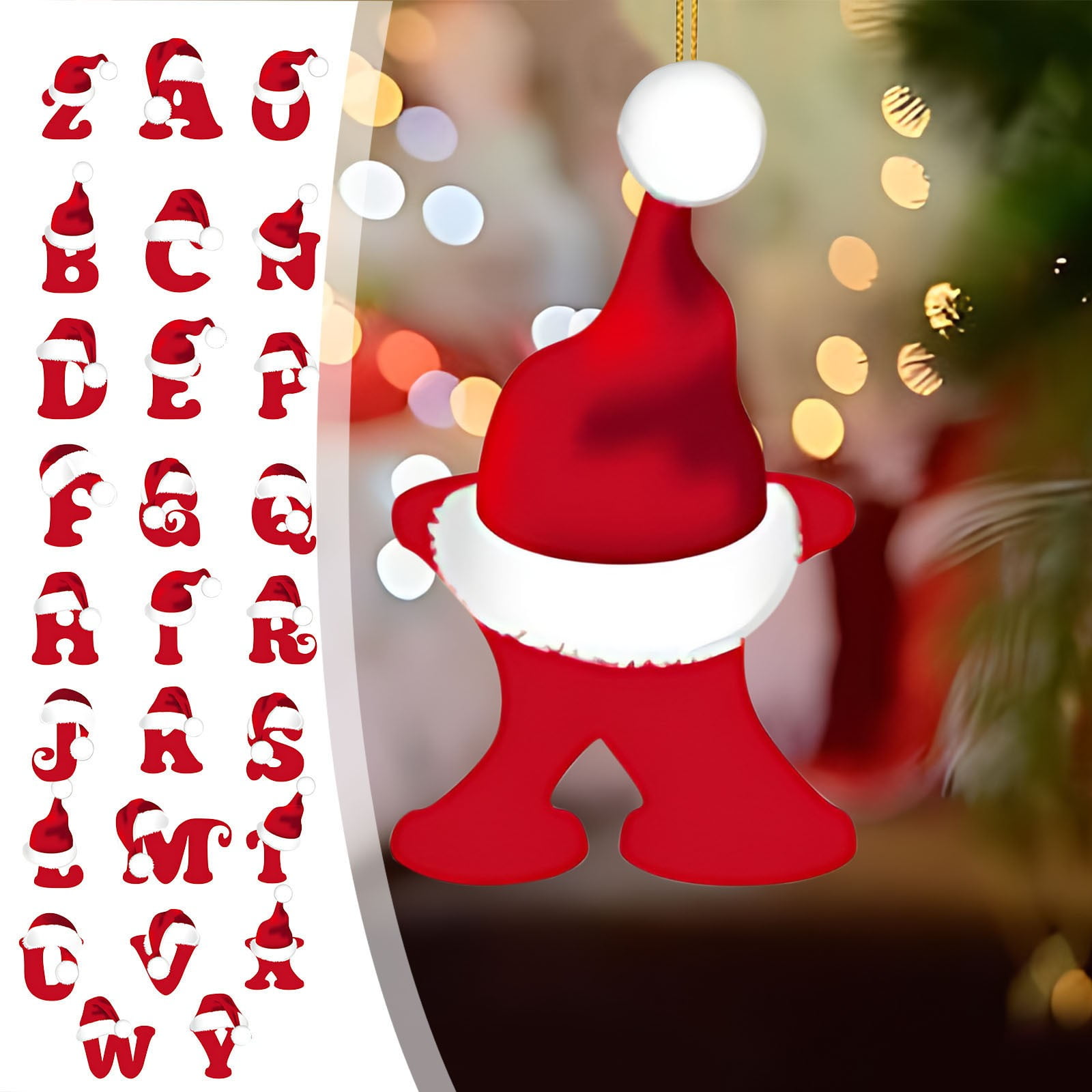 Boovnll 26 letter ornaments acrylic santa hat personalized christmas