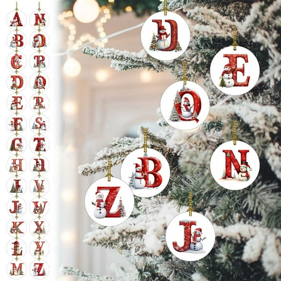 Boovnll 26 Letter Ornaments, Personalized Acrylic Christmas Ornaments for Xmas Trees Decorations DIY Hanging Party Decor, Christmas Decorations (Y)