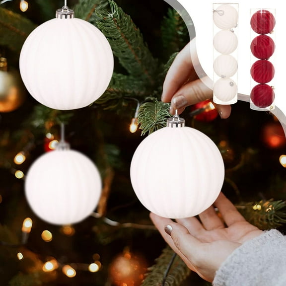 Boovnll 4Pcs Velvet Christmas Ball Ornaments, 4.7" Shatterproof Hanging Pendants Christmas Balls for Holiday Xmas Tree, Wedding, Party Decor Gifts, Christmas Tree Decorations