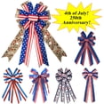 thumbnail image 1 of Boovnll 4th of July Bows, Large Red White Blue Stars Stripe Independence Day Bow Patriotic Bows for Indoor Outdoor Holiday Memorial Day Decor, 4th of July Decorations, 1 of 5