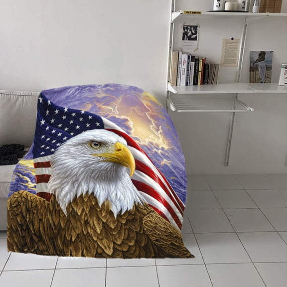 Boovnll 4th of July Throw Blanket, 28x39" Super Soft Cozy Patriotic Stars Stripe Fleece Blanket, Flannel Throw Blanket for Memorial Day Home Sofa Couch Bed Decor, 4th of July Decorations