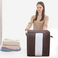 thumbnail image 1 of Boovnll 60L Clothes Storage, Large Capacity Foldable Thicken Storage Bags with Reinforced Handles & Zippers & Clear Window for Comforters, Blanket, Pillows, Storage and Organization, 1 of 2