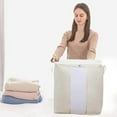 thumbnail image 1 of Boovnll 60L Clothes Storage, Large Capacity Foldable Thicken Storage Bags with Reinforced Handles & Zippers & Clear Window for Comforters, Blanket, Pillows, Storage and Organization, 1 of 2