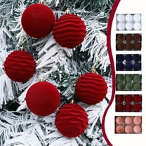Boovnll 6Pcs Velvet Christmas Ball Ornaments, 3.1" Shatterproof Hanging Pendants Christmas Balls for Holiday Xmas Tree, Wedding, Party Decor Gifts, Christmas Tree Decorations
