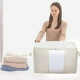thumbnail image 1 of Boovnll 85L Clothes Storage, Large Capacity Foldable Thicken Storage Bags with Reinforced Handles & Zippers & Clear Window for Comforters, Blanket, Pillows, Storage and Organization, 1 of 2