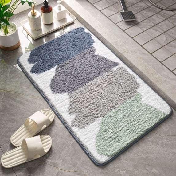 Boovnll Bathroom Rugs, 16x24" Super Soft & Absorbent Thicken Quickly Dry Microfiber Bathtub Bath Mat, Non-Slip Washable Bath Mats for Bathroom, Kitchen, Bathroom Mat