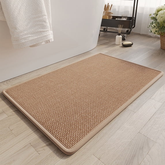 Boovnll Bathroom Rugs, 16x24" Super Soft & Absorbent Thicken Quickly Dry Microfiber Linen Bathtub Bath Mat, Non-Slip Washable Bath Mats for Bathroom, Kitchen, Bathroom Mat
